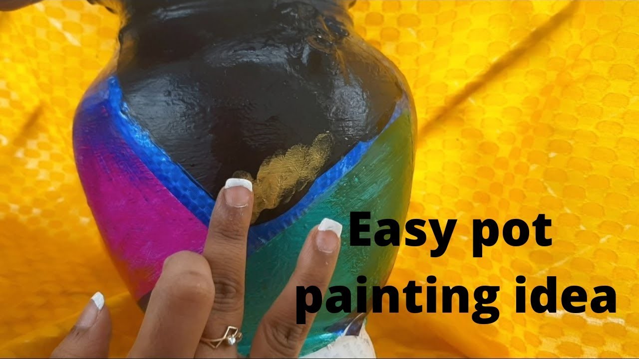 Easy pot painting using cello tape.color.finger||Diy pot painting||home decor ideas||That Decor Girl