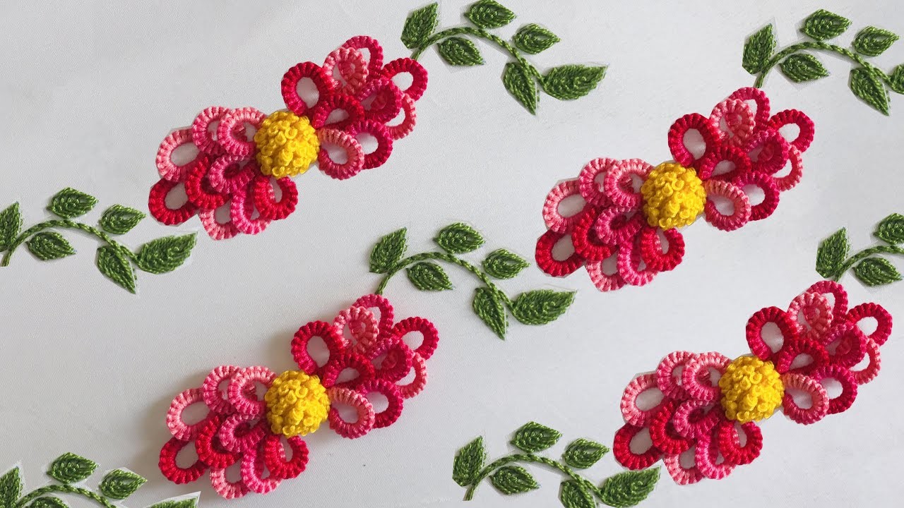 Hand Embroidery: Fantasy Flower Embroidery - Towel Embroidery