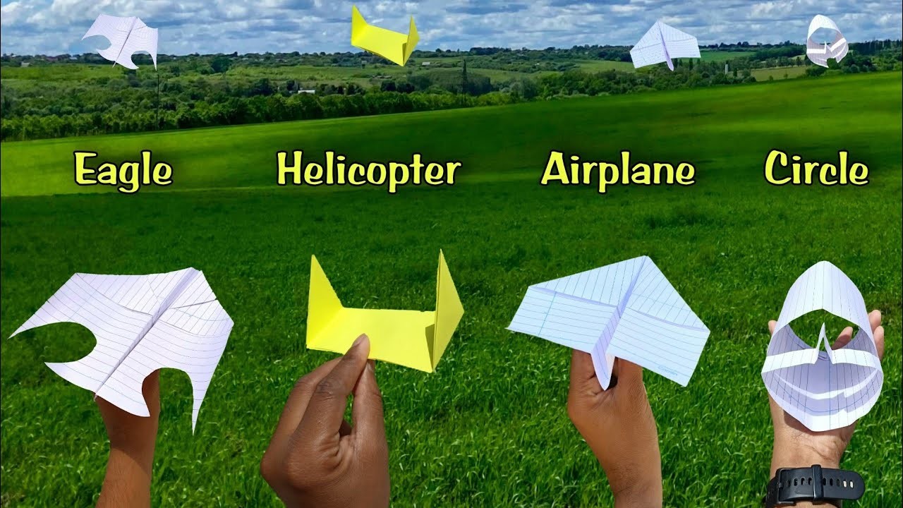 Best 4 flying plane helicopter, paper airplane flying, how to make 4 notebook plane, origami plane,