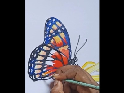Butterfly and flower watercolor painting#art#easy Butterflypainting#how to draw a butterfly painting