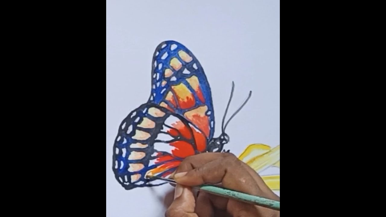 Butterfly and flower watercolor painting#art#easy Butterflypainting#how to draw a butterfly painting
