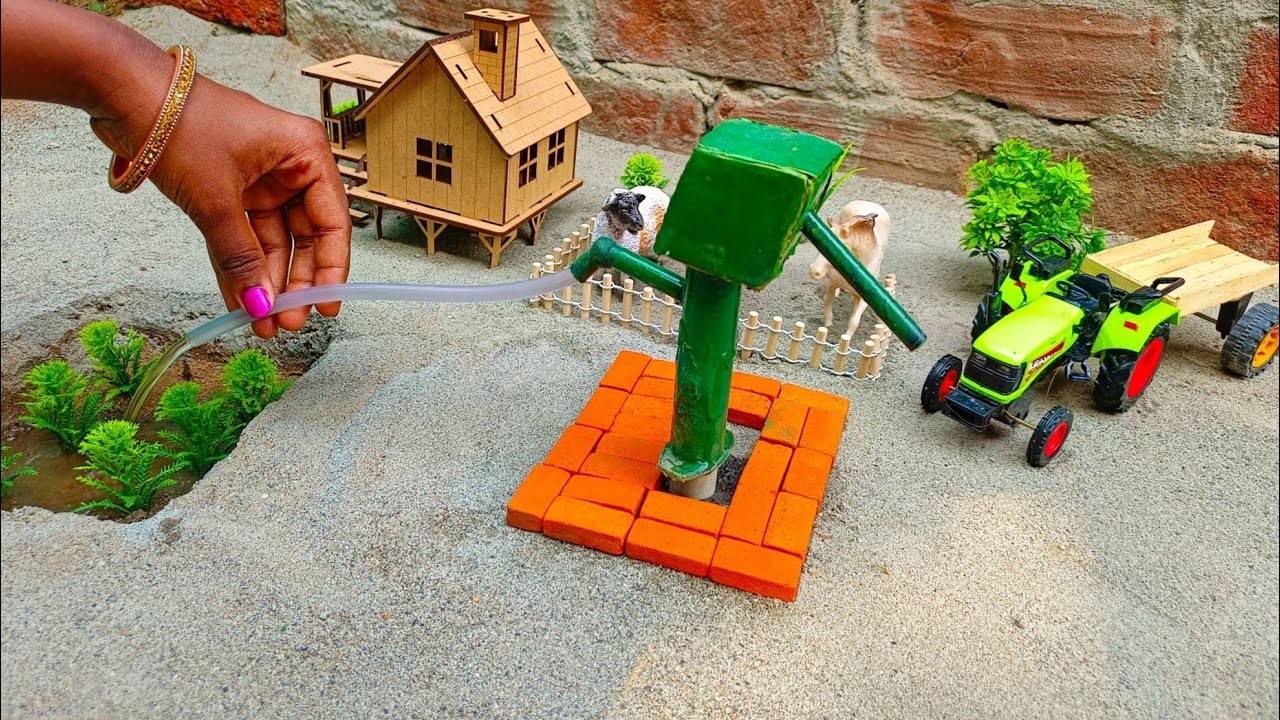 Diy how to make hand water pump science project | Diy cow shed | house of animals | mr miniature