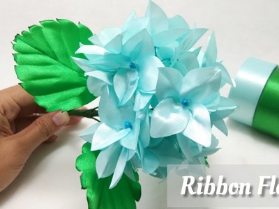 DIY.how to make satin ribbon flower hydrangea easy