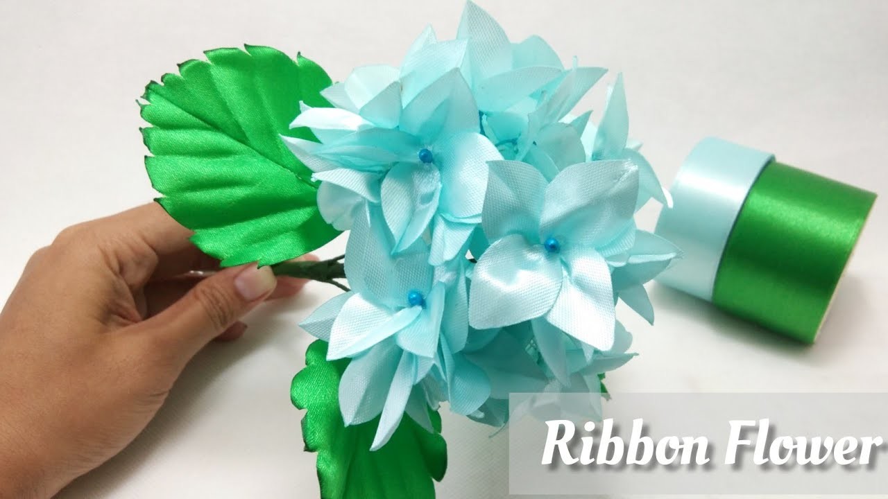DIY.how to make satin ribbon flower hydrangea easy