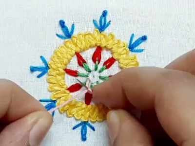 Hand Embroidery - Circle Hand Embroidery Motif Design for All Over Dress. Kurtis