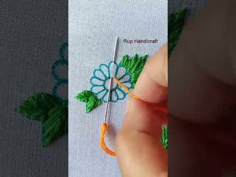Hand Embroidery Designs, Easy Lazy Daisy Flower Embroidery Tutorial #Shorts