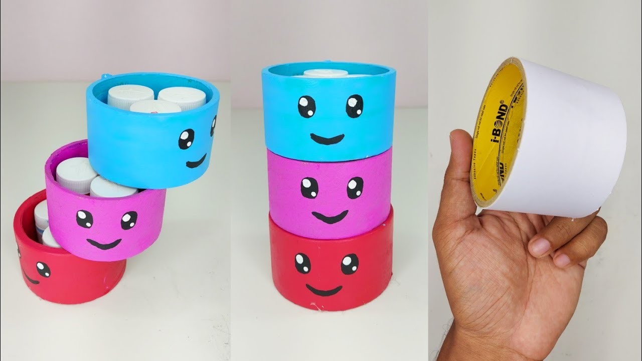 How To Reuse Waste Tape Roll | Best Out of Waste | DIY Tape Roll Organizer