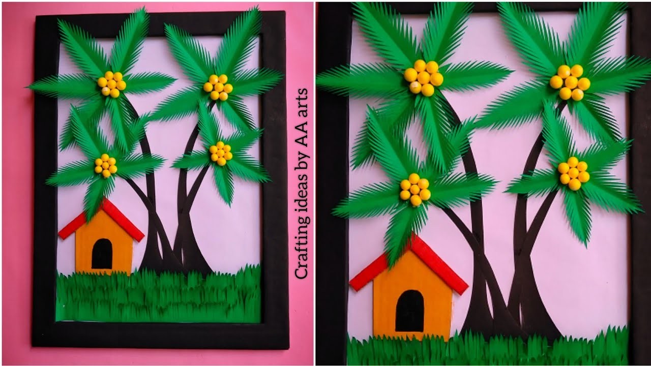 Paper Wallmate New | Cardboard Craft Ideas Wall Hanging | Coconut Tree Craft Idea