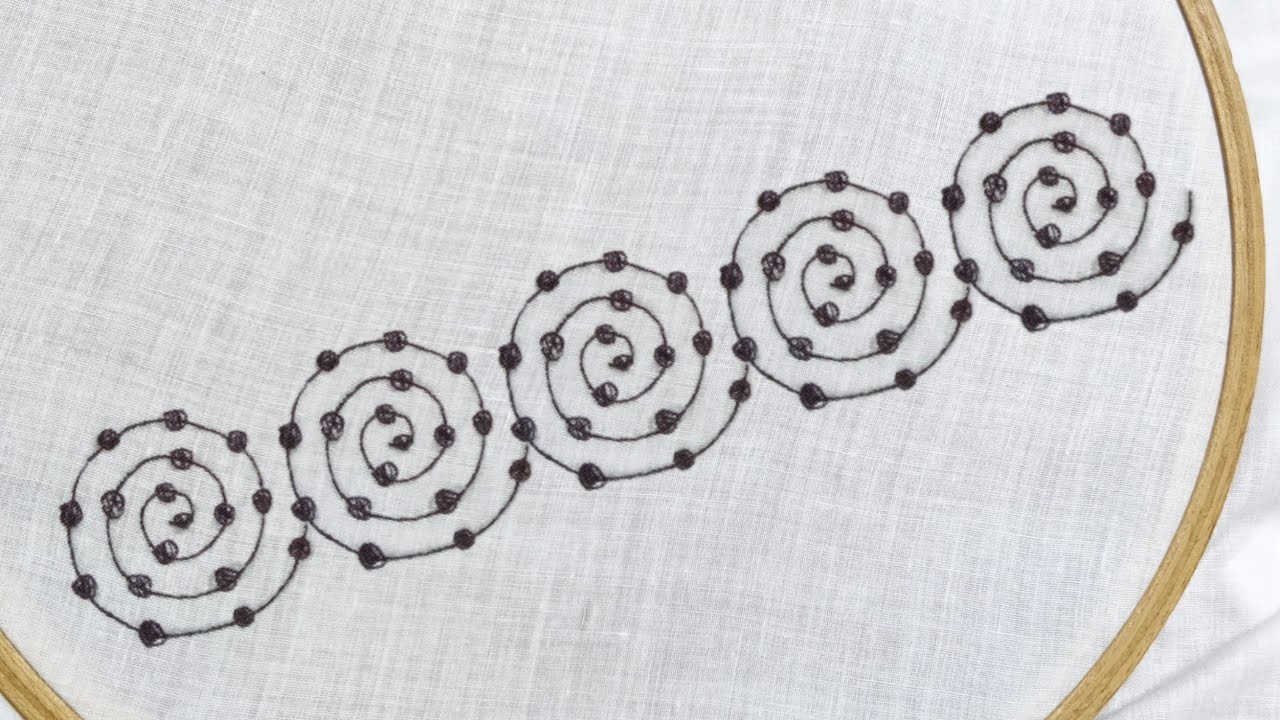 Spiral Borders Embroidery Design for Dress, Sleeves & Edges (Hand Embroidery Work)