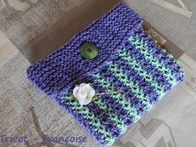 Tuto Tricot Point Tweed bicolore - Pochette jacquard facile à réaliser aux aiguilles à tricoter