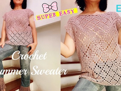 DIY208 EP4????Crochet Summer Sweater Tutorial Round 12-13 #howto #tutorial #diy #easycrochet #crochet