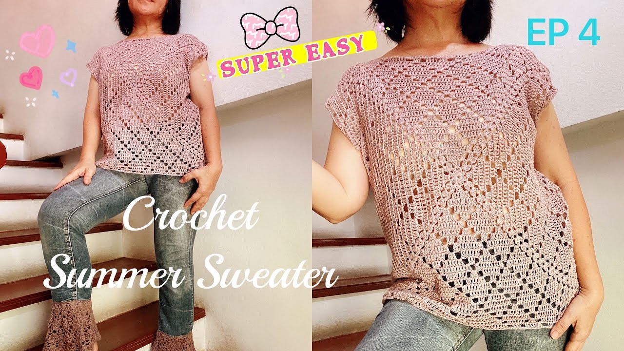DIY208 EP4????Crochet Summer Sweater Tutorial Round 12-13 #howto #tutorial #diy #easycrochet #crochet