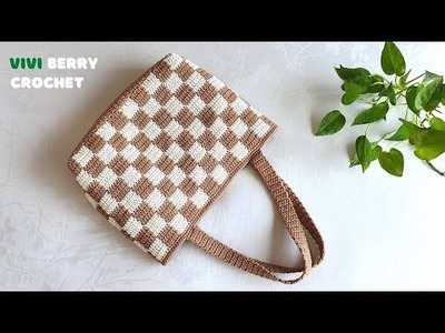????Amazing DIY Crochet Bag | Crochet Tote Bag | Wonderful Checkered Pattern???? | ViVi Berry Crochet