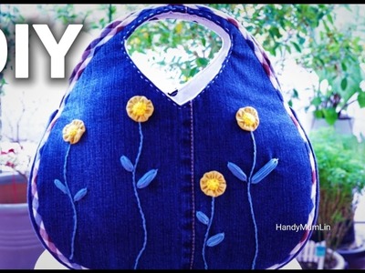 DIY Old Jeans Yoyo Flower Bag Idea┃Useful & Beautiful Bag you will love it