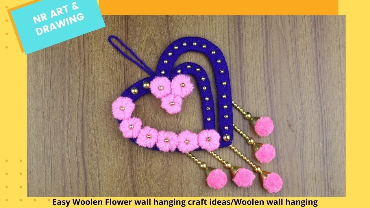Easy Woolen Flower wall hanging craft ideas.Woolen wall hanging.Woolen craft