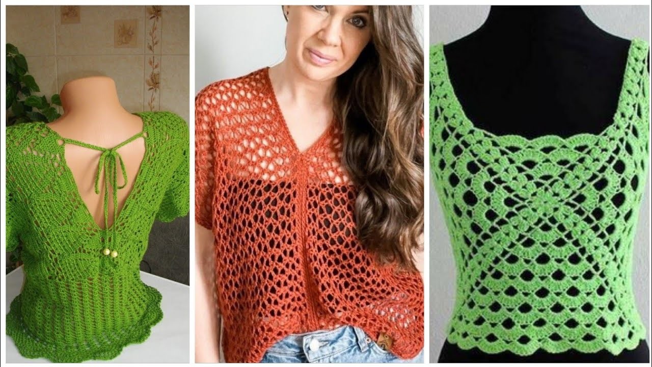 Fashionable And formal wear crochet knit Blouse Tank Top design ideas