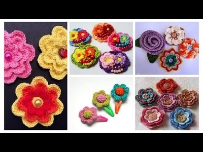 Latest crochet 3d flower hair pins, beautiful flowers hairpins for baby girls