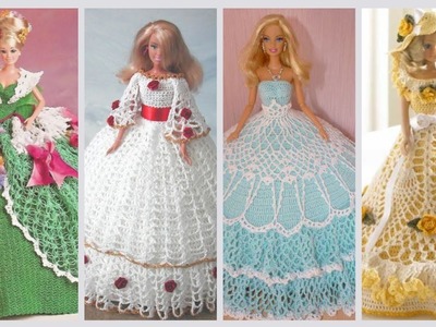 Lovely crochet Barbie Princess Dress, Full length Barbie dolls dress #crochetdollsdress