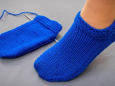 Slippers knitted on 2 knitting needles without a seam - for beginners!