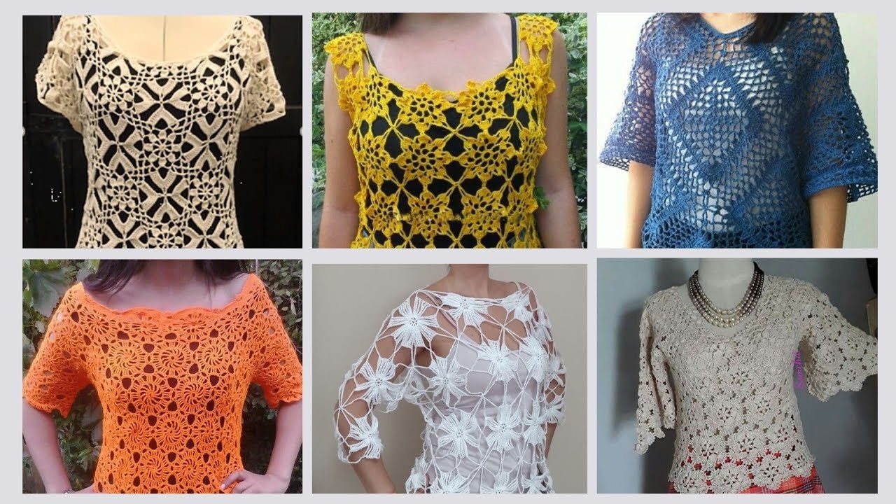 Stunning crochet flower lace tops.Summer fashion comfortable crochet tops & blouses #crochetblouse