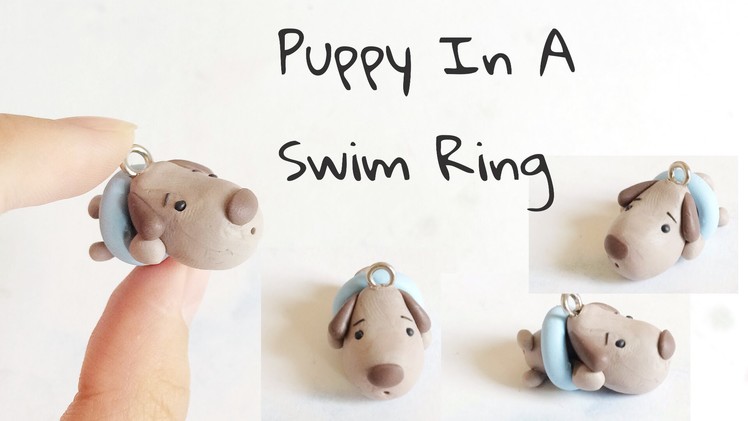 Beach Series : Polymer Clay Puppy In A Swim Ring