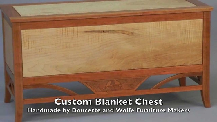 Blanket Chest Handmade by Doucette and Wolfe Furniture Makers of solid Cherry and Tiger Maple