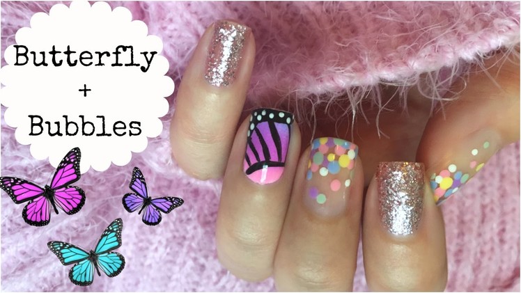 Butterfly and Bubbles!!! Mix N Match Nail Art with SaraBeautyCorner!