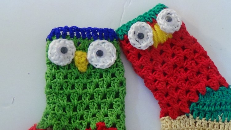 Crochet owl christmas stocking-3