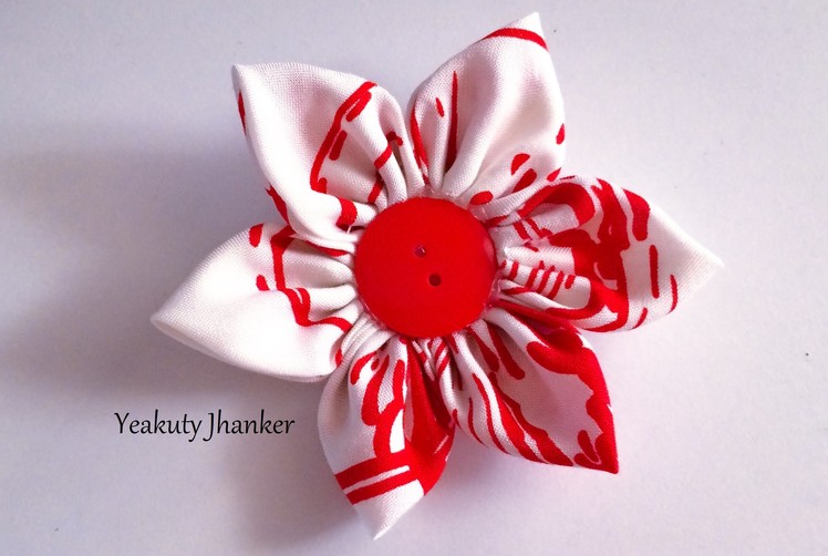 DIY: How to make a Kanzashi fabric flower hair clip.
