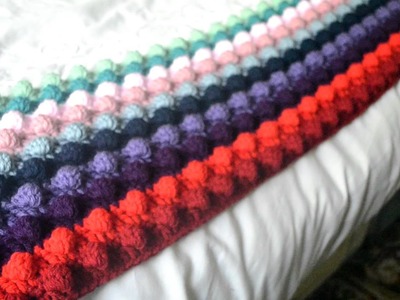 Ongoing blanket project using the bubble stitch