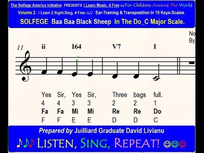 SOLFEGE  Baa Baa Black Sheep, in the Do_C Major Scale. SIGHT-SINGING & TRANSPOSITION
