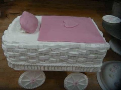 Baby Carriage Cake with Basket Weave