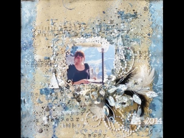 Mixed media layout with string gel. Start to finish tutorial - how to