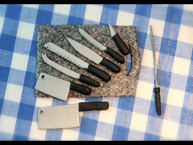 Simple Kitchen knife set (polymer clay) for beginners.
