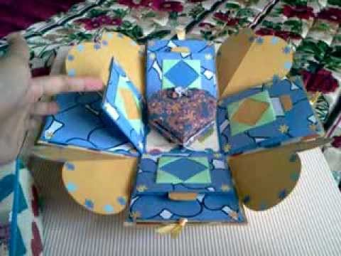 Explosion Box - Scrapbook. with origami box "love"