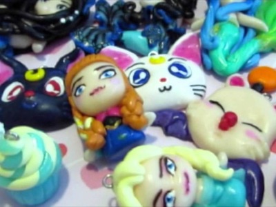 Polymer clay charms. mermaid, frozen, attack on titan, etc.