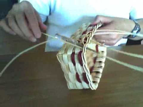 Basket Weaving Video # 25 - Mini Muffin Basket - Inserting spokes for the Braided Rim