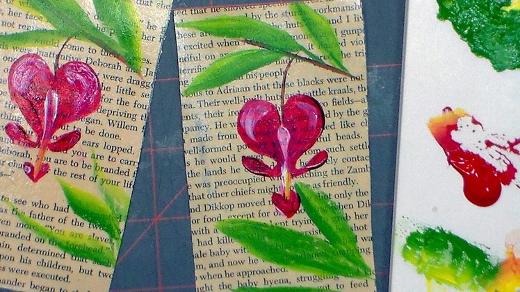Bleeding Heart on an old Book Page (acrylic painting tutorial)