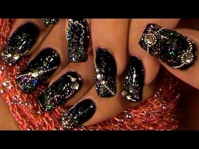 Out of this world BLACK & SILVER nail design