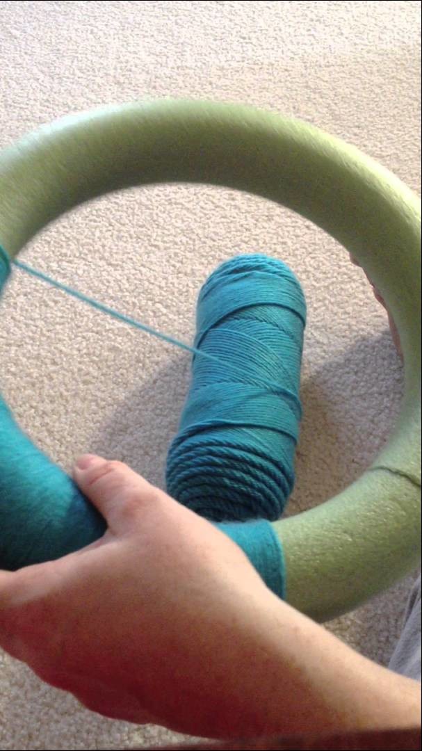 Wrapping a Wreath Form with Yarn