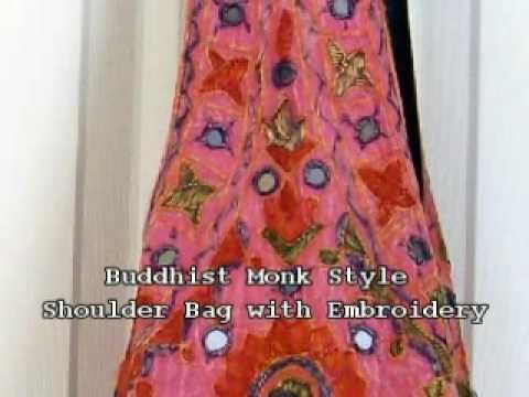 Buddhist Monk Style Shoulder Bag with Embroidery