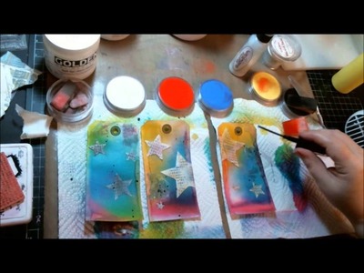 Creative play with Dylusion Sprays and Mediums on tags
