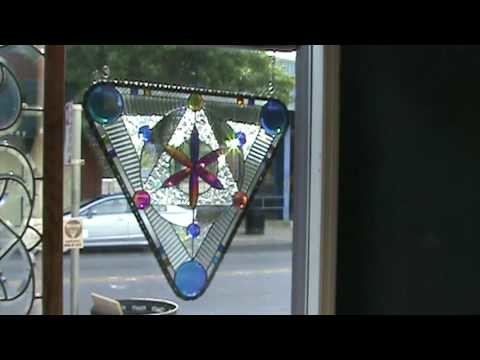 Dichroic Stained glass - 26 inch triangle panel 11a -  Dichroic Glass Man