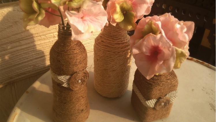 ☼ D.I.Y. Yarn wrapped bottles (bottiglie decorate fai da te) ☼
