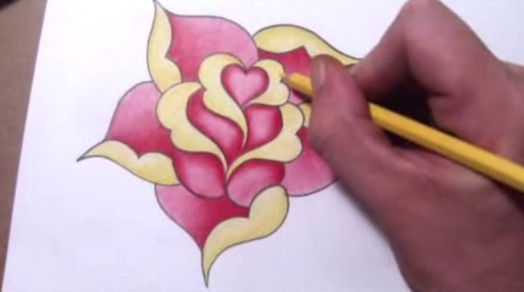 How To Draw a Simple Rose Design With a Heart