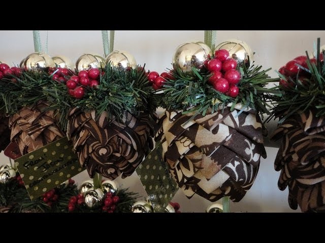How To: Folded Fabric Pinecone Ornaments