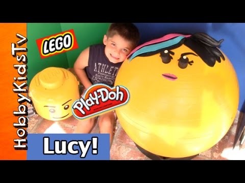 Mega GIANT Wildstyle LEGO Play-Doh Head Surprise! MiniFigures, Bad Pig, Princess, Emmet HobbyKidsTV