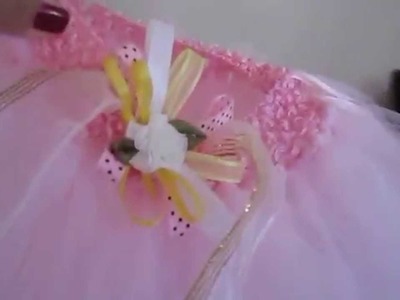 PINK TUTU DRESS DESIGN WITH BOW AND FLOWERS