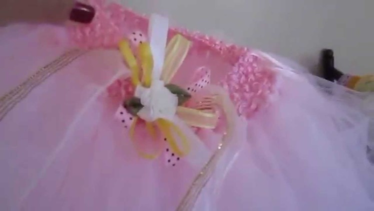 PINK TUTU DRESS DESIGN WITH BOW AND FLOWERS