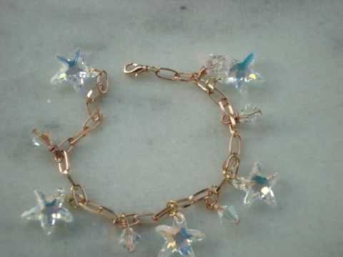 Swarovski crystal starfish charm bracelet on rose gold chain
